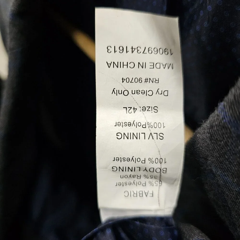 Alan Flusser 42L Gray Check 2-Button Sport Coat Blazer Jacket B490